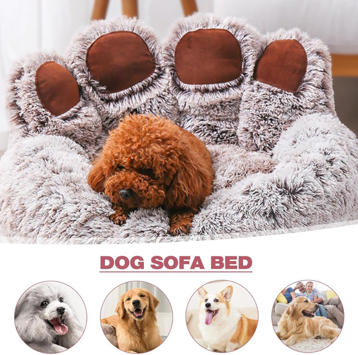 Senny - La Cuccia per Cani a Forma di Zampa 50 Cm , Calda e Accogliente Marrone