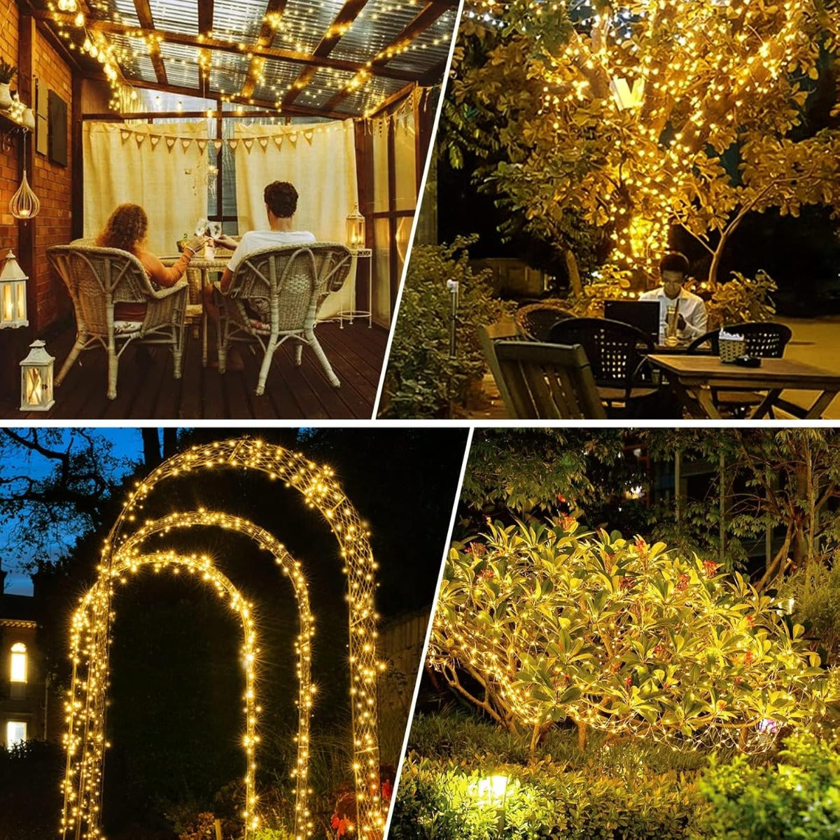 Luci Solari Esterno 6500k , 10m 100 LED Catena Luminosa Esterno Solare, 8 Modalità Impermeabili per Giardino, Cortile, Natale, Matrimonio, Feste