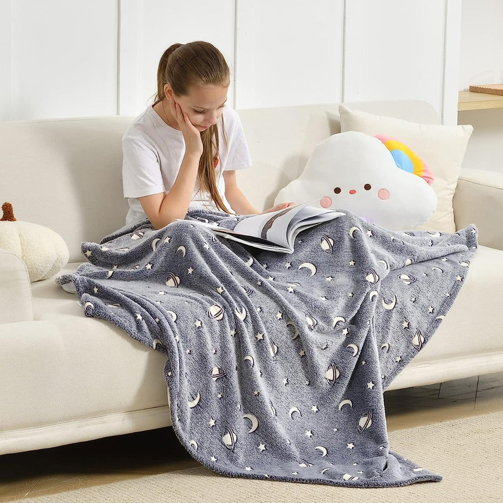 Coperta Magica per bambini plaid in pile con stelle che si illuminano al buio 180 x 100