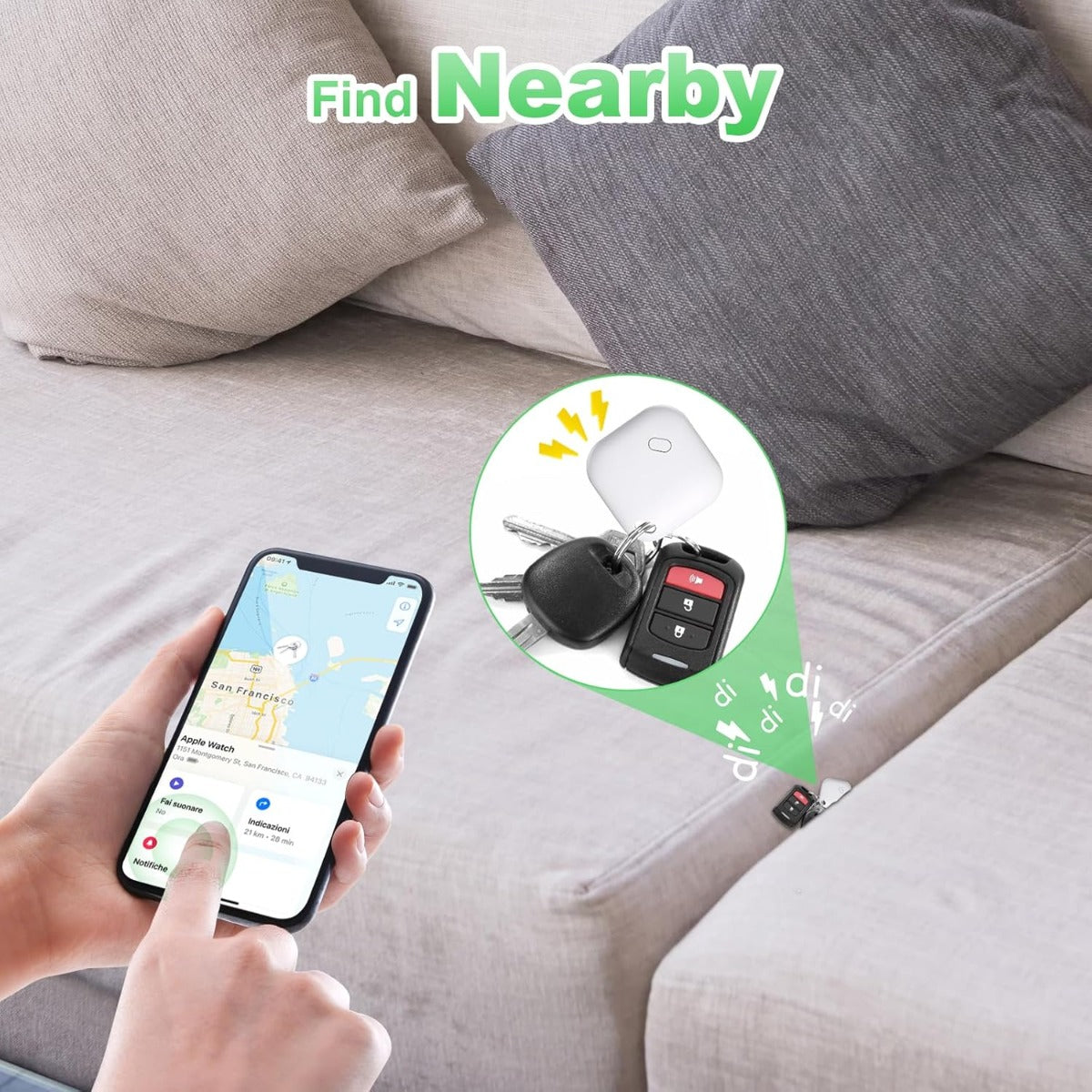 Localizzatore Portachiavi GPS, Tracker Intelligente per Oggetti, Tracciamento Bagaglio, Chiavi, Telefono, Portafoglio, Animale