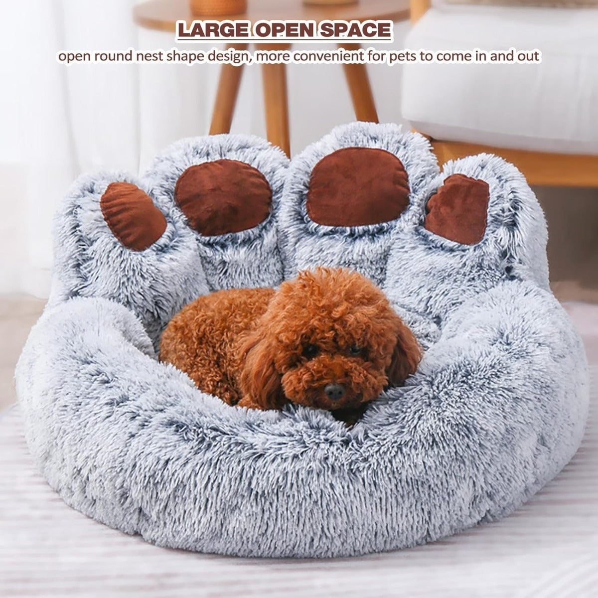Senny - La Cuccia per Cani a Forma di Zampa 50 Cm , Calda e Accogliente Grigio