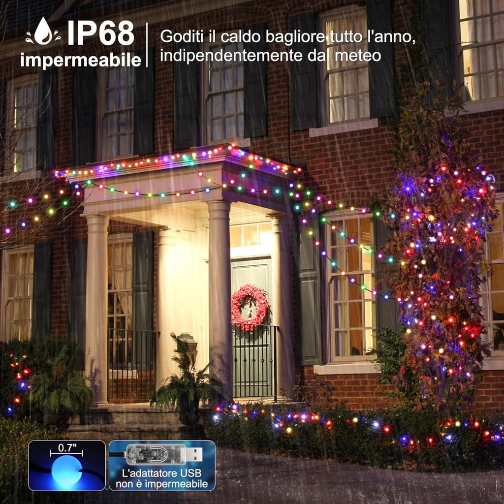 Luci LED Decorative RGB+IC da 7,5 m per Interni ed Esterni – 50 LED Impermeabili in PVC, Controllo via App, Telecomando e USB, Sincronizzazione Musicale, Effetti Personalizzati, Dimmerabili