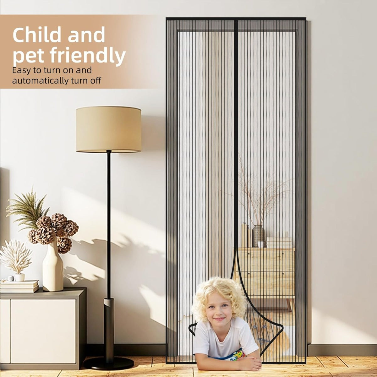 Zanzariera Magnetica per Porta 90 x 210 cm – Tenda Anti-Insetti con Chiusura Automatica Magnetica, Rete in Poliestere Resistente - Nero