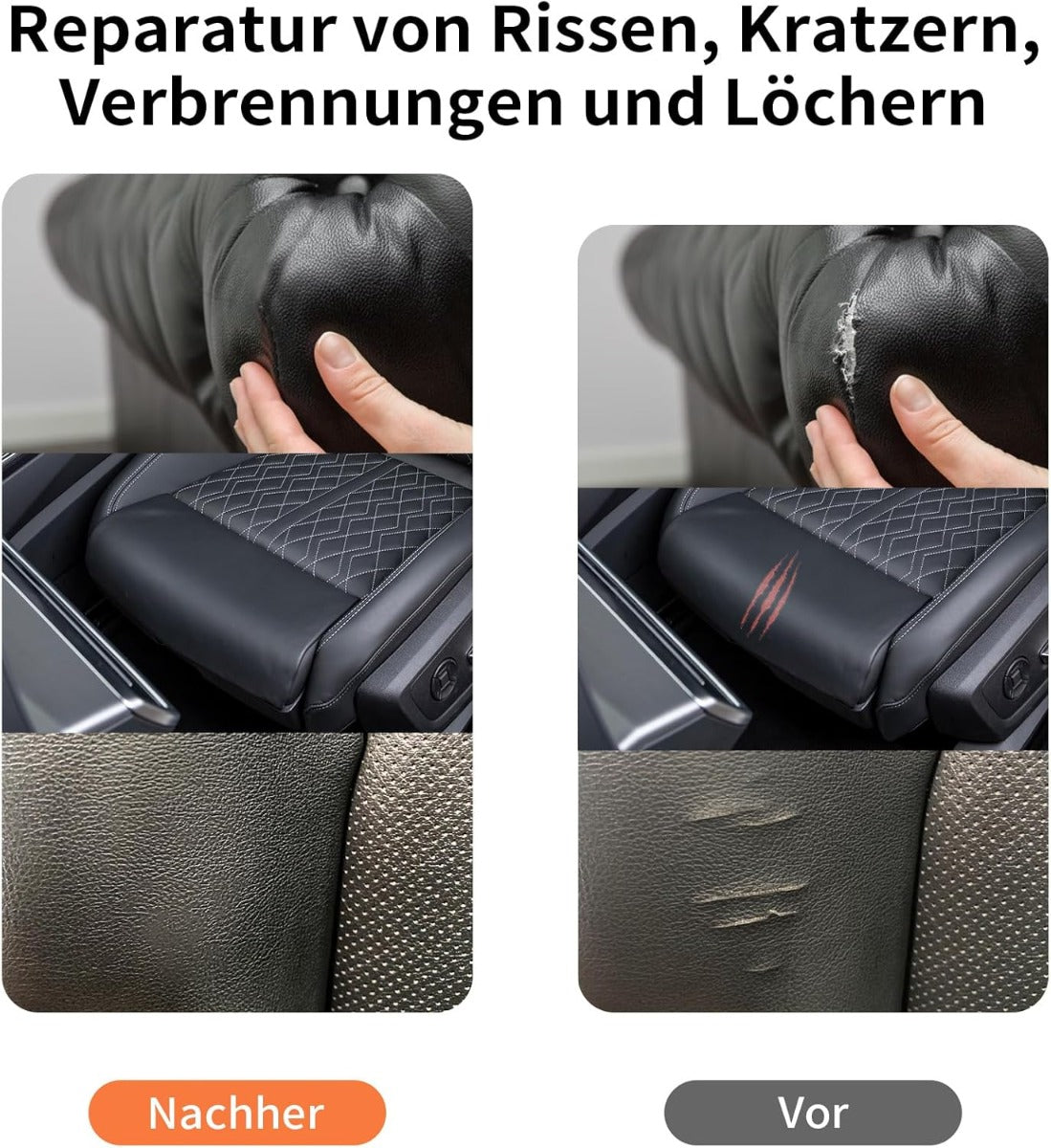Visbella  Kit di Riparazione Universale per Sedili Auto, Tessuti e Pelle