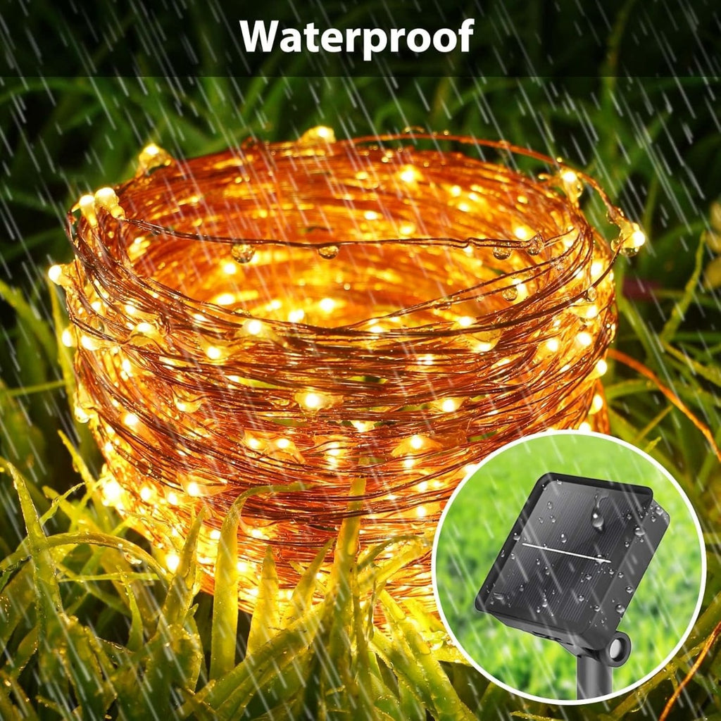 Luci Solari Esterno 6500k , 10m 100 LED Catena Luminosa Esterno Solare, 8 Modalità Impermeabili per Giardino, Cortile, Natale, Matrimonio, Feste