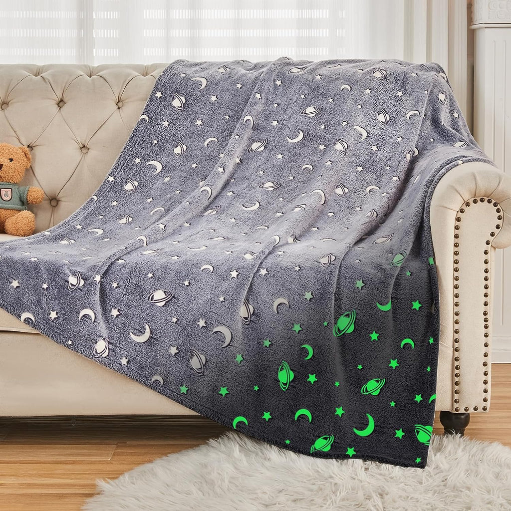 Coperta Magica per bambini plaid in pile con stelle che si illuminano al buio 180 x 100