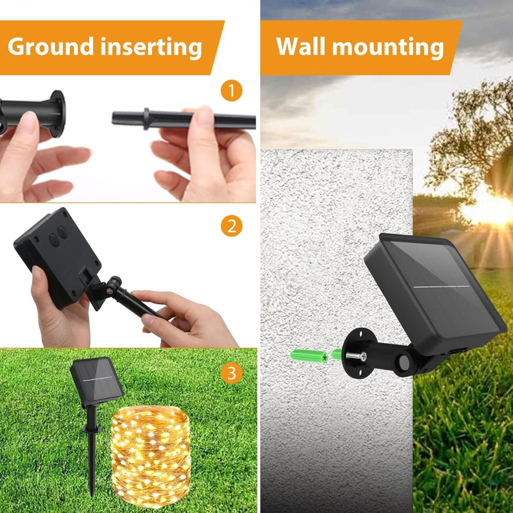 Luci Solari Esterno 6500k , 10m 100 LED Catena Luminosa Esterno Solare, 8 Modalità Impermeabili per Giardino, Cortile, Natale, Matrimonio, Feste