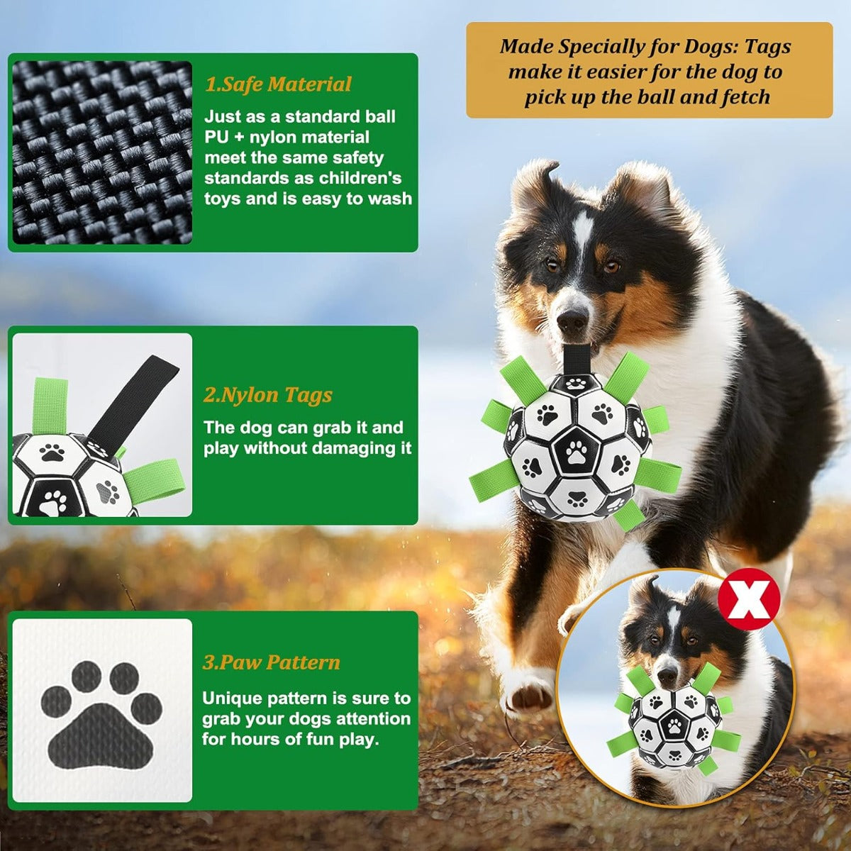 Pallone da Calcio Interattivo per Cani con Linguette (12cm)