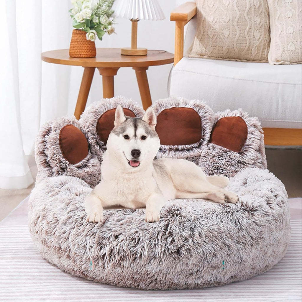 Senny - La Cuccia per Cani a Forma di Zampa 50 Cm , Calda e Accogliente Marrone