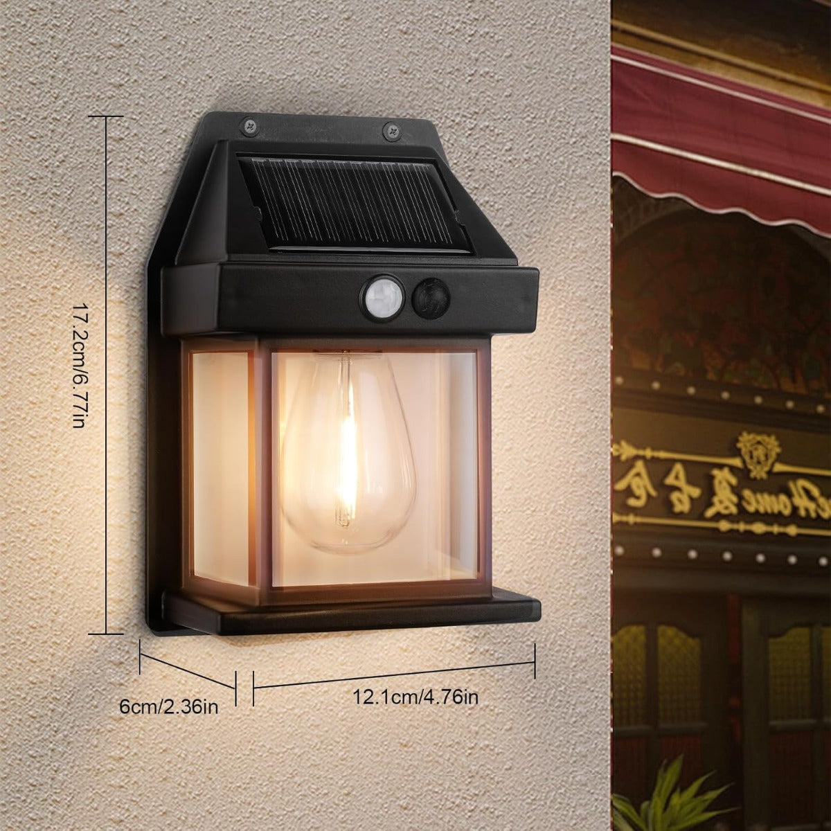 Lampada Solare da Parete LED con Sensore di Movimento, 3 Modalità di Illuminazione, Impermeabile IP65 per Esterni