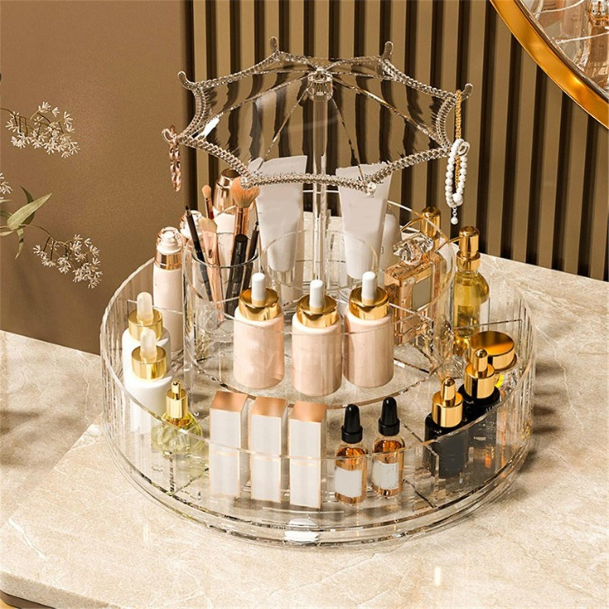 Organizer per trucco rotante a 360 gradi organizer per la cura della pelle grande capacità regolabile