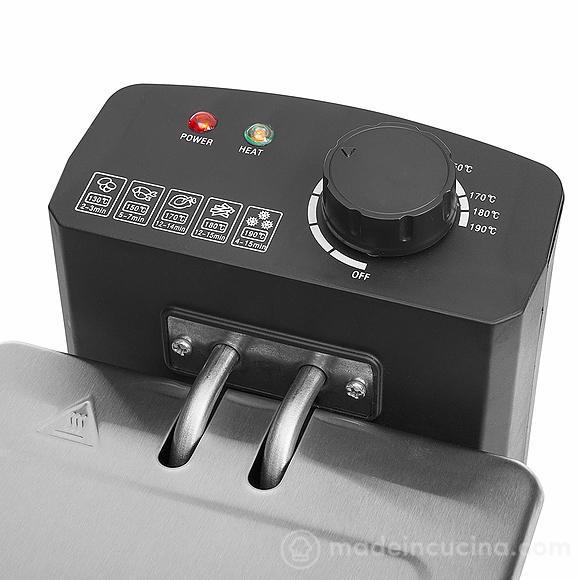 FRIGGITRICE ELETTRICA TX-8247 Ciabosi capienza LT3,3  2000W con controllo della temperatura selezionato.