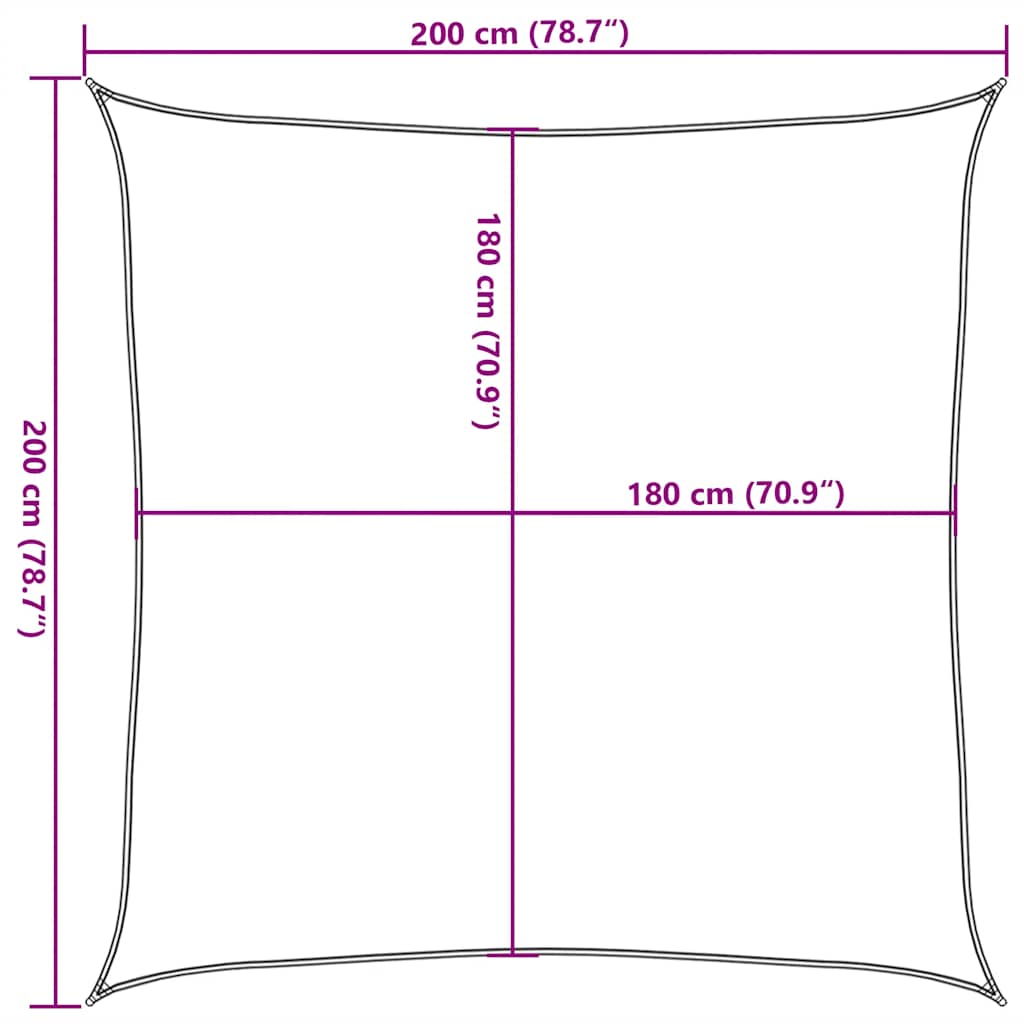 Vela Parasole in HDPE Quadrata 2x2 m Antracite