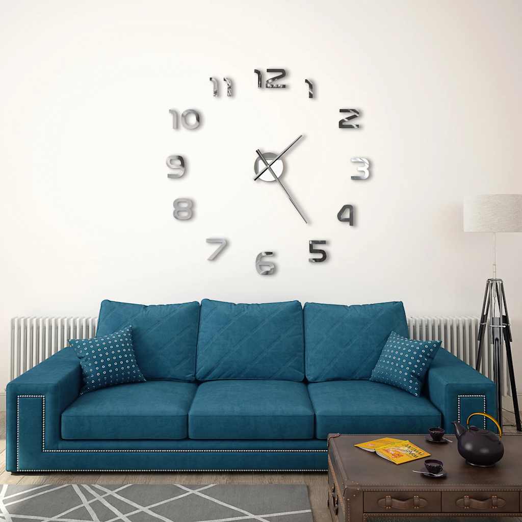 Orologio da Parete 3D in Stile Moderno 100cm XXL Argento