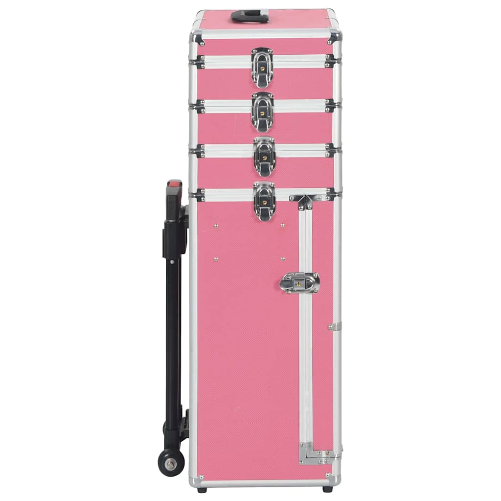 Valigia Trolley per Cosmetici in Alluminio Rosa