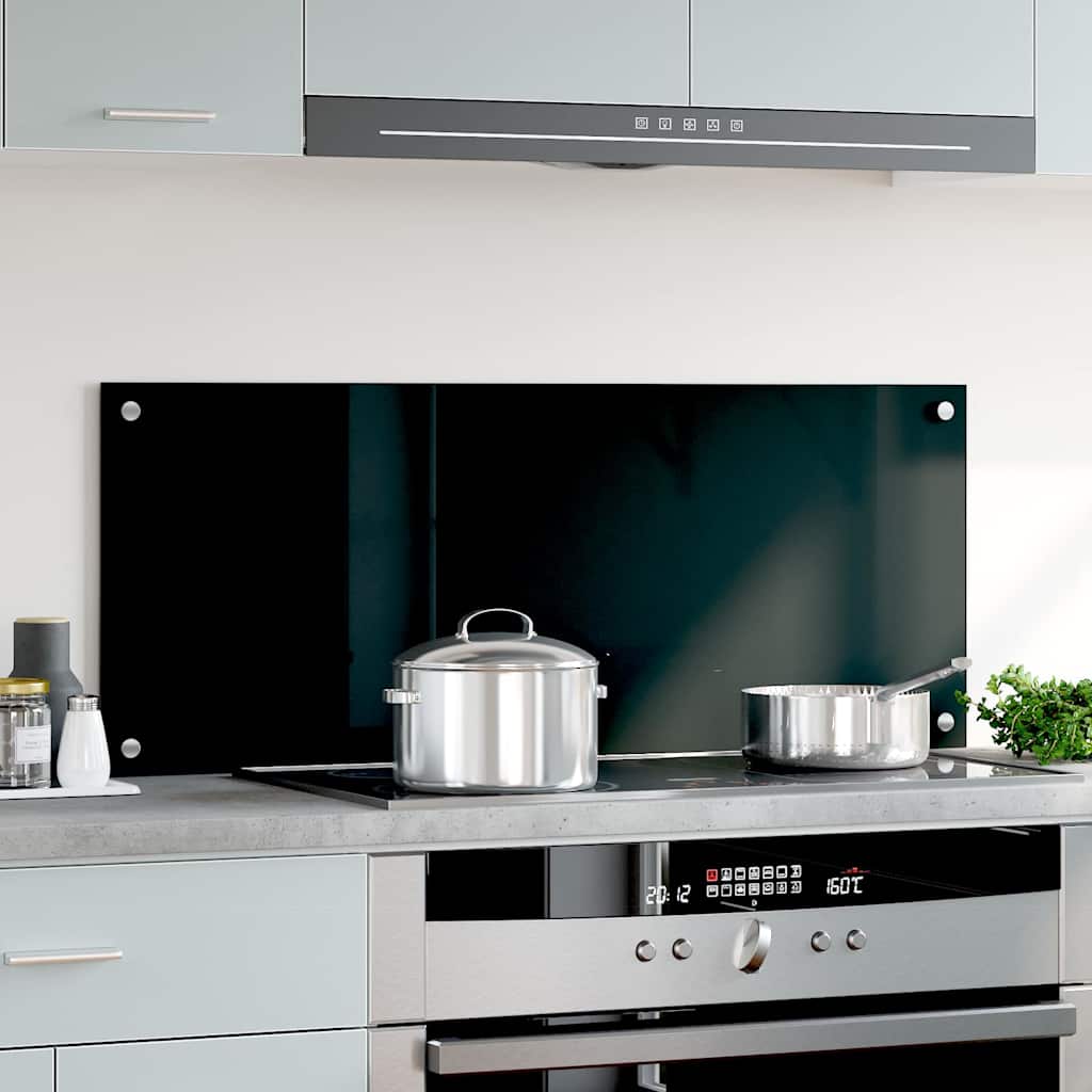 Paraschizzi per Cucina Nero 100x40 cm in Vetro Temperato