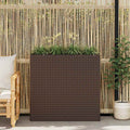 Letto Rialzato da Giardino con 4 Vasi in Polyrattan Marrone