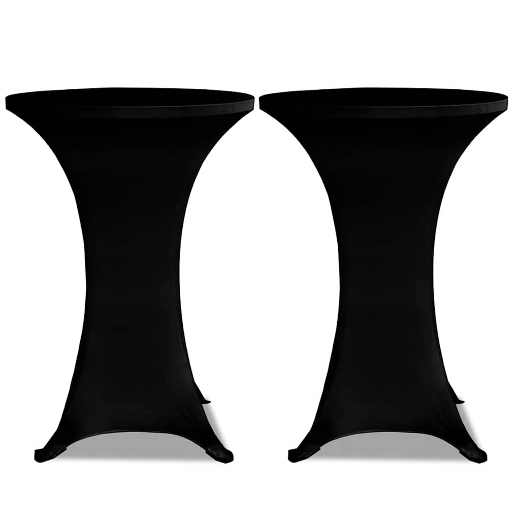 Copritavolo Ø 60 cm Nero Tessuto elasticizzato 2 pezzi