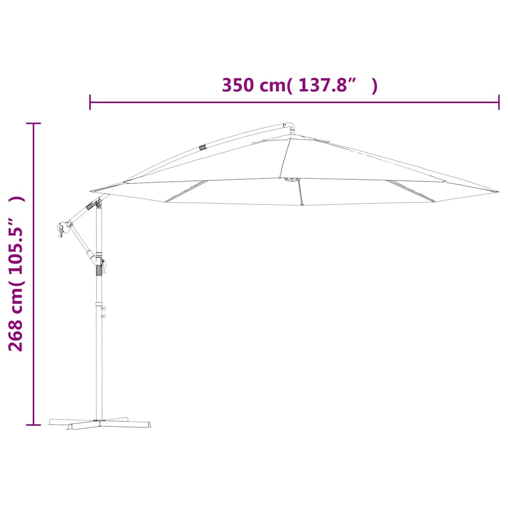 vidaXL Ombrellone a Sbalzo da Giardino 3,5 m Blu