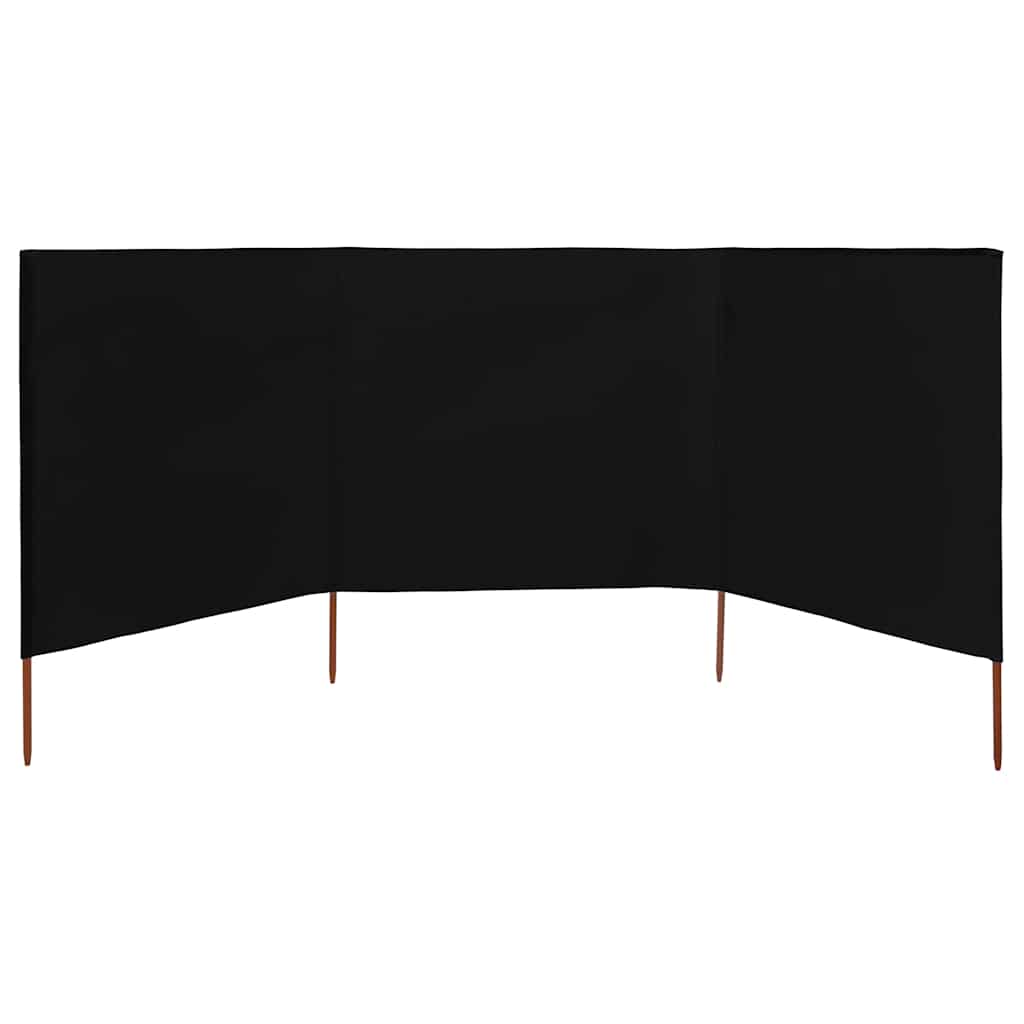 Paravento a 3 Pannelli in Tessuto 400x120 cm Nero