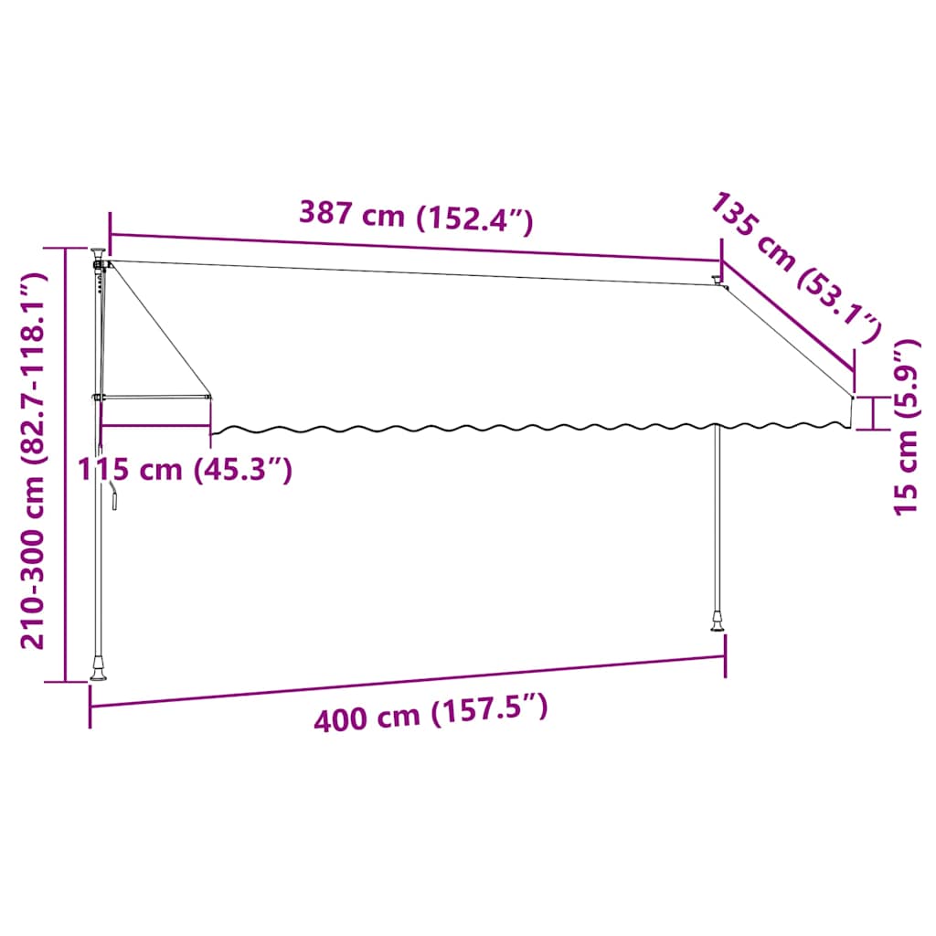 Tenda da Sole Retrattile Manuale con LED 400 cm Crema