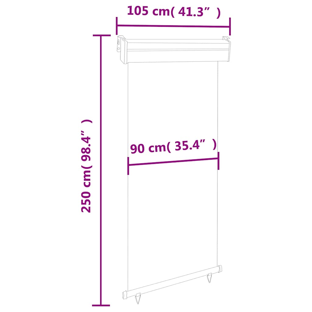 Tendalino Laterale per Balcone 105x250 cm Nero
