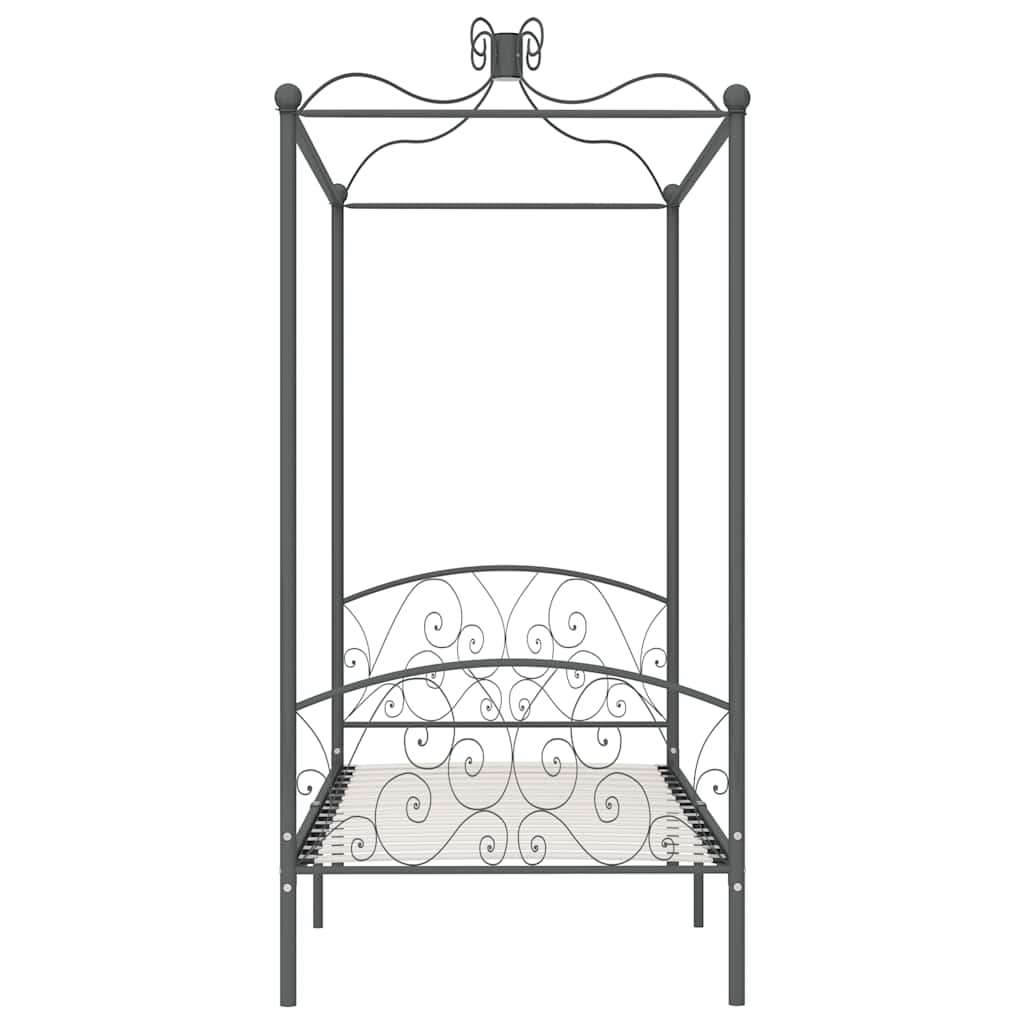 Letto a Baldacchino Grigio in Metallo 100x200 cm