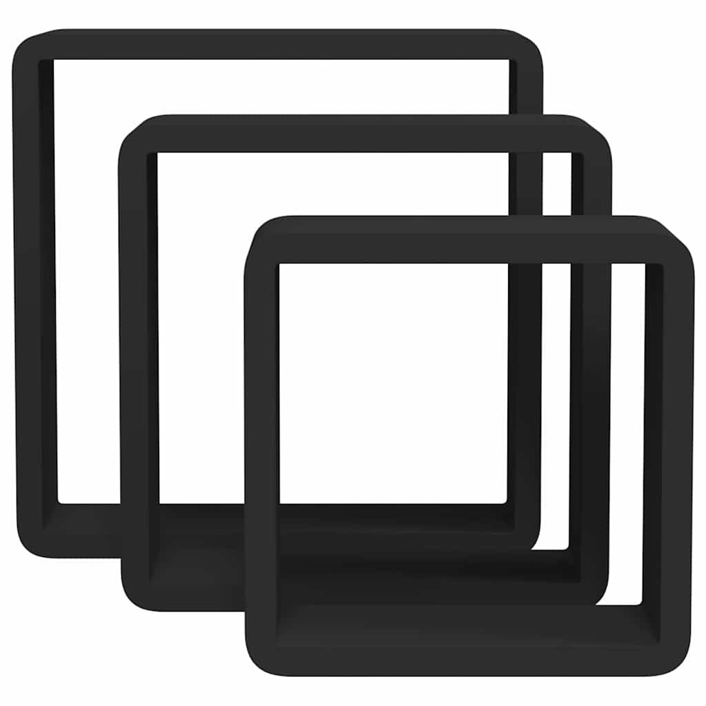 Mensole a Cubo da Parete 3 pz Nere in MDF