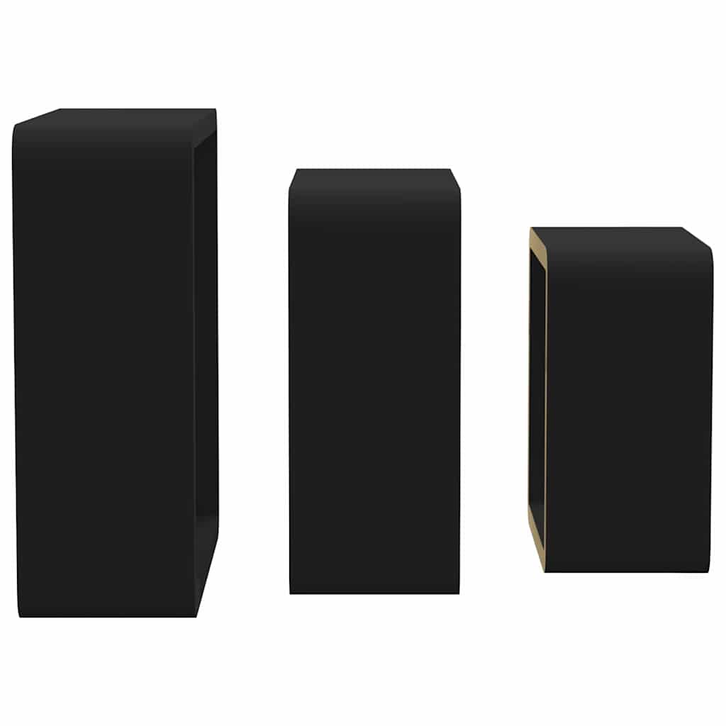 Mensole a Cubo da Parete 3 pz Nere in MDF