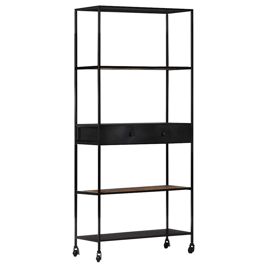 Libreria 80x35x180 cm in Legno di Mango Grezzo e Ferro