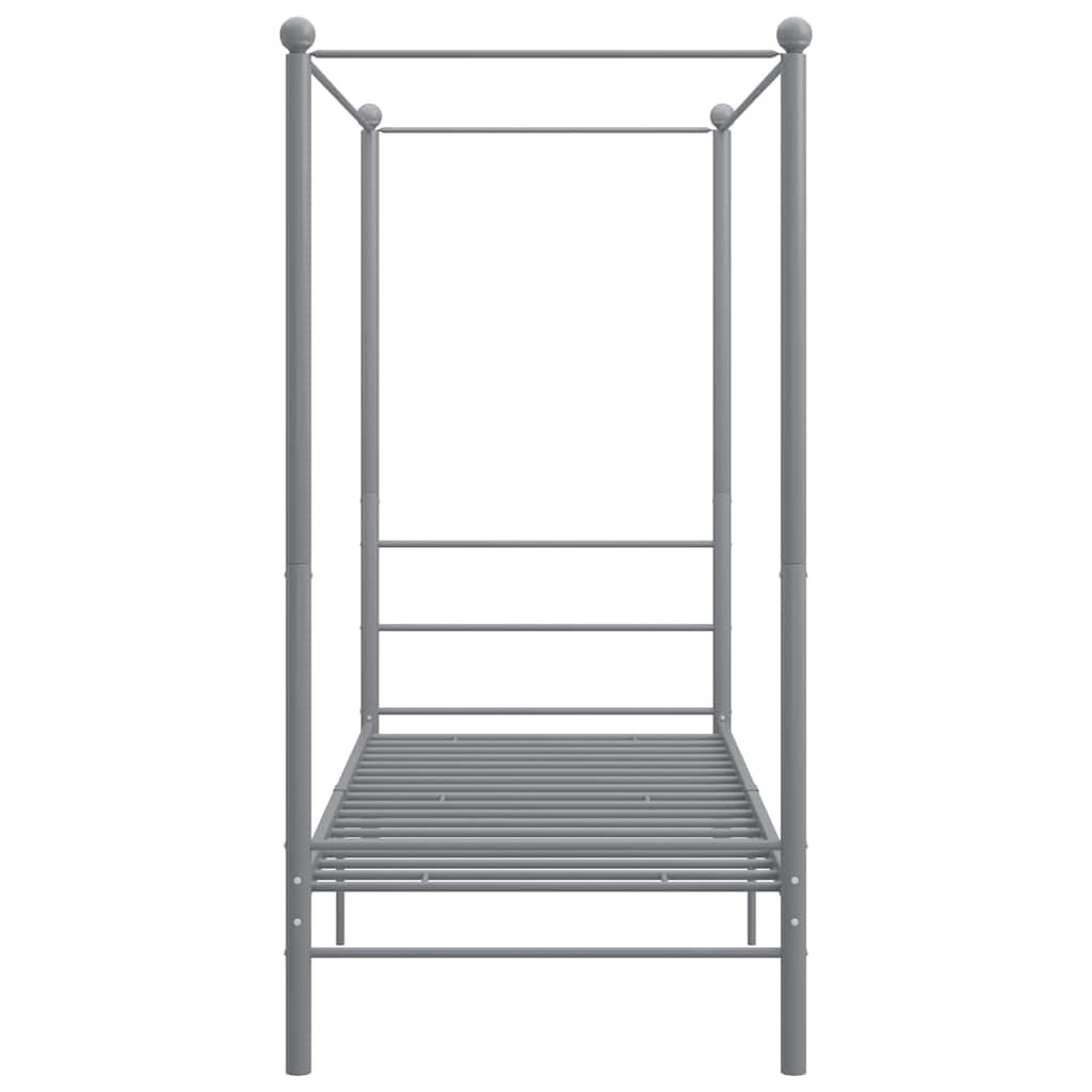 Letto a Baldacchino Grigio in Metallo 90x200 cm