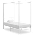 Letto a Baldacchino Bianco in Metallo 100x200 cm