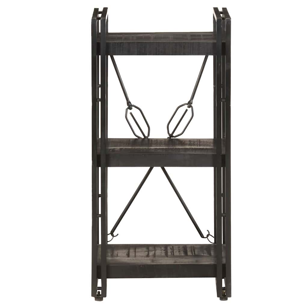 Libreria a 3 Ripiani 40x30x80cm Nero in Legno Massello di Mango