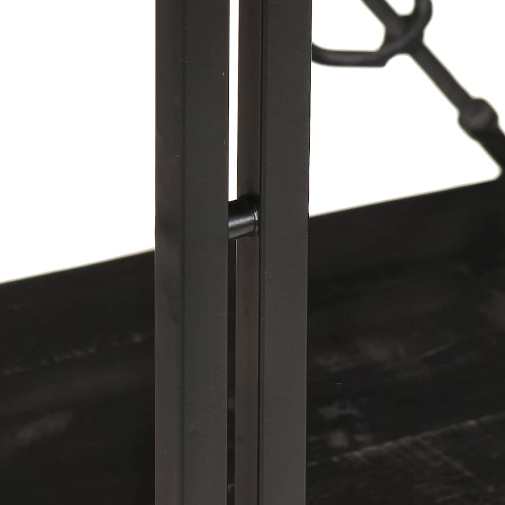 Libreria a 3 Ripiani 60x30x80cm Nero in Legno Massello di Mango