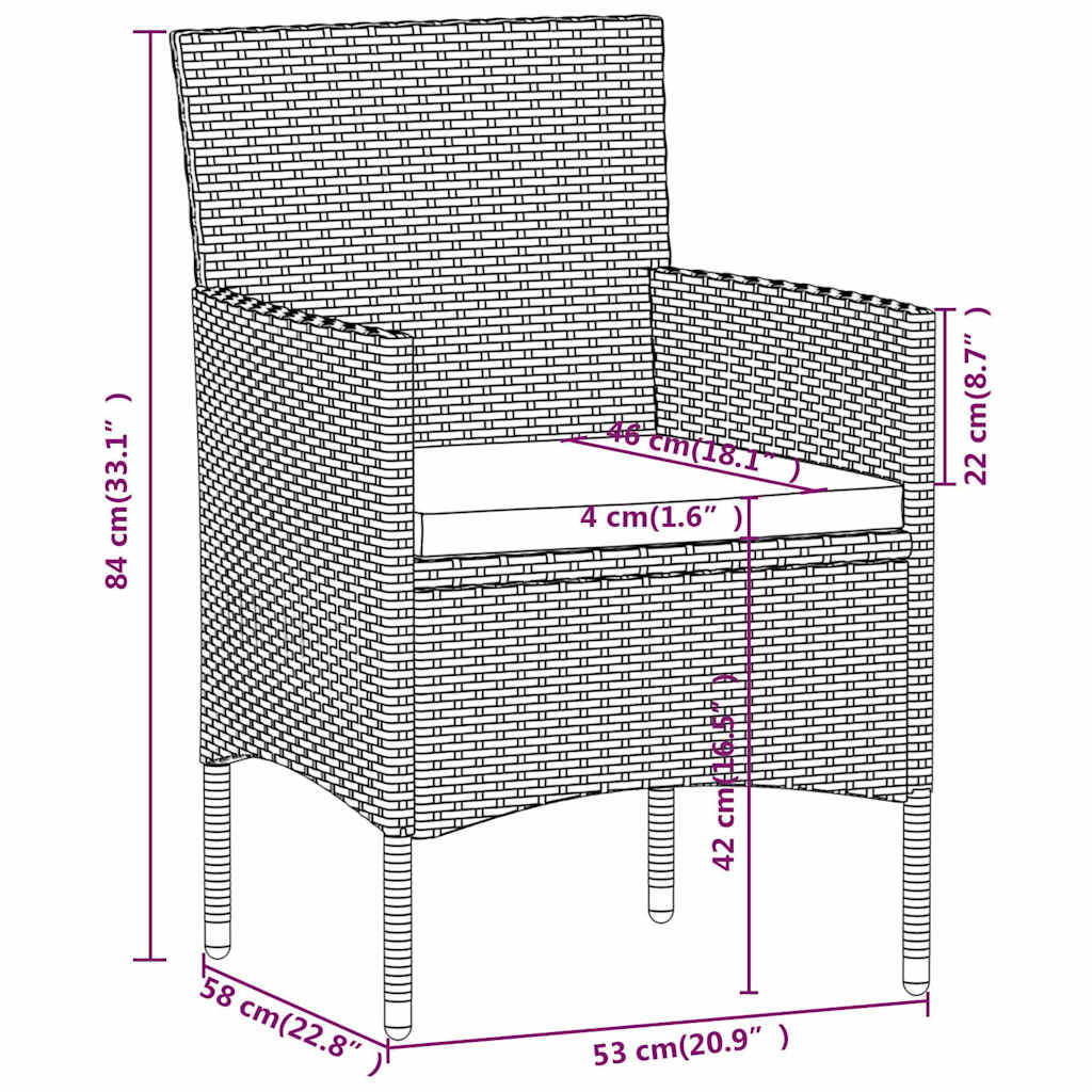 Set Mobili da Pranzo per Giardino 5 pz Polyrattan e Acacia Nero