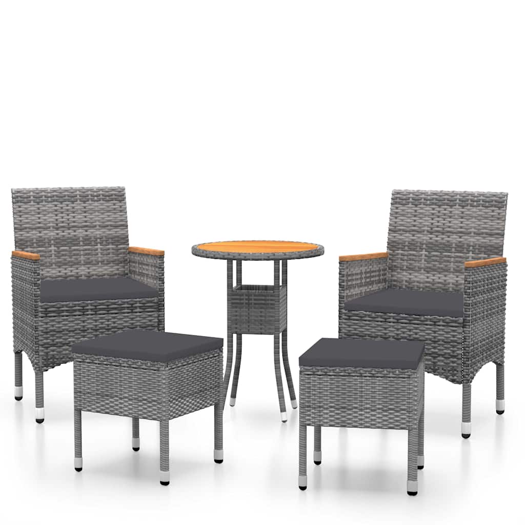 Set Divani da Giardino 5 pz in Polyrattan Grigio