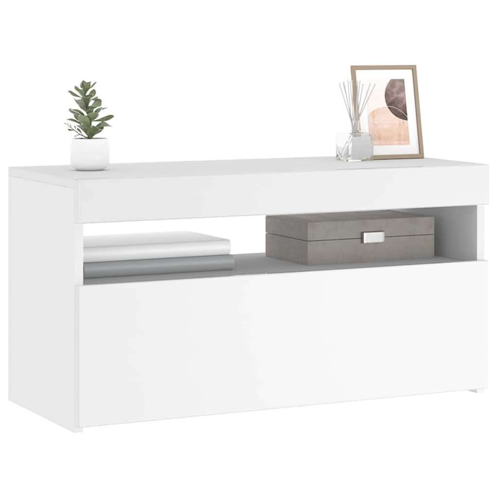 Mobile Porta TV con Luci LED Bianco 75x35x40 cm