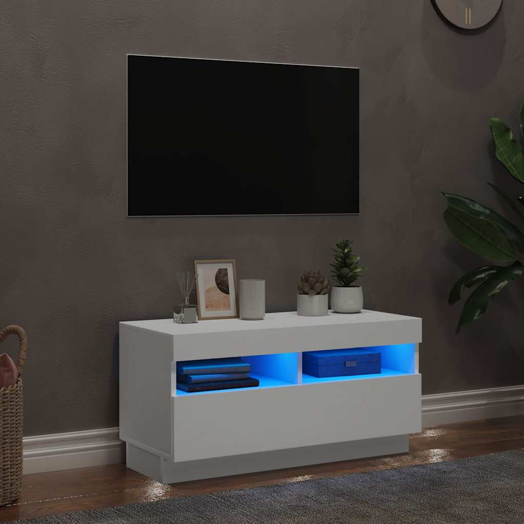 Mobile Porta TV con Luci LED Bianco 80x35x40 cm