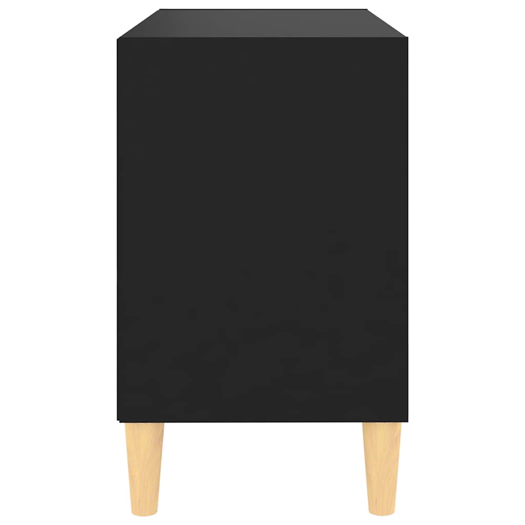 Mobile TV con Gambe in Legno Massello Nero 69,5x30x50 cm