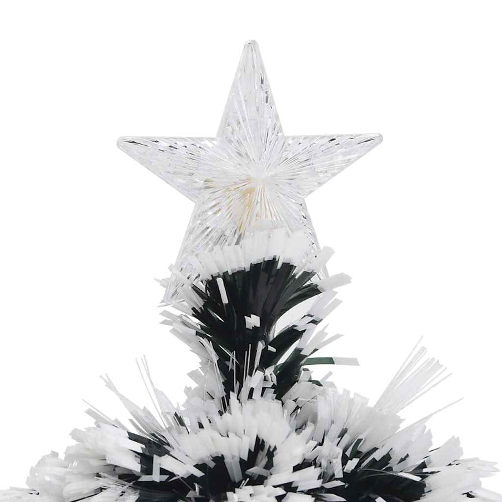 Albero di Natale Preilluminato Verde e Bianco 64cm Fibra Ottica
