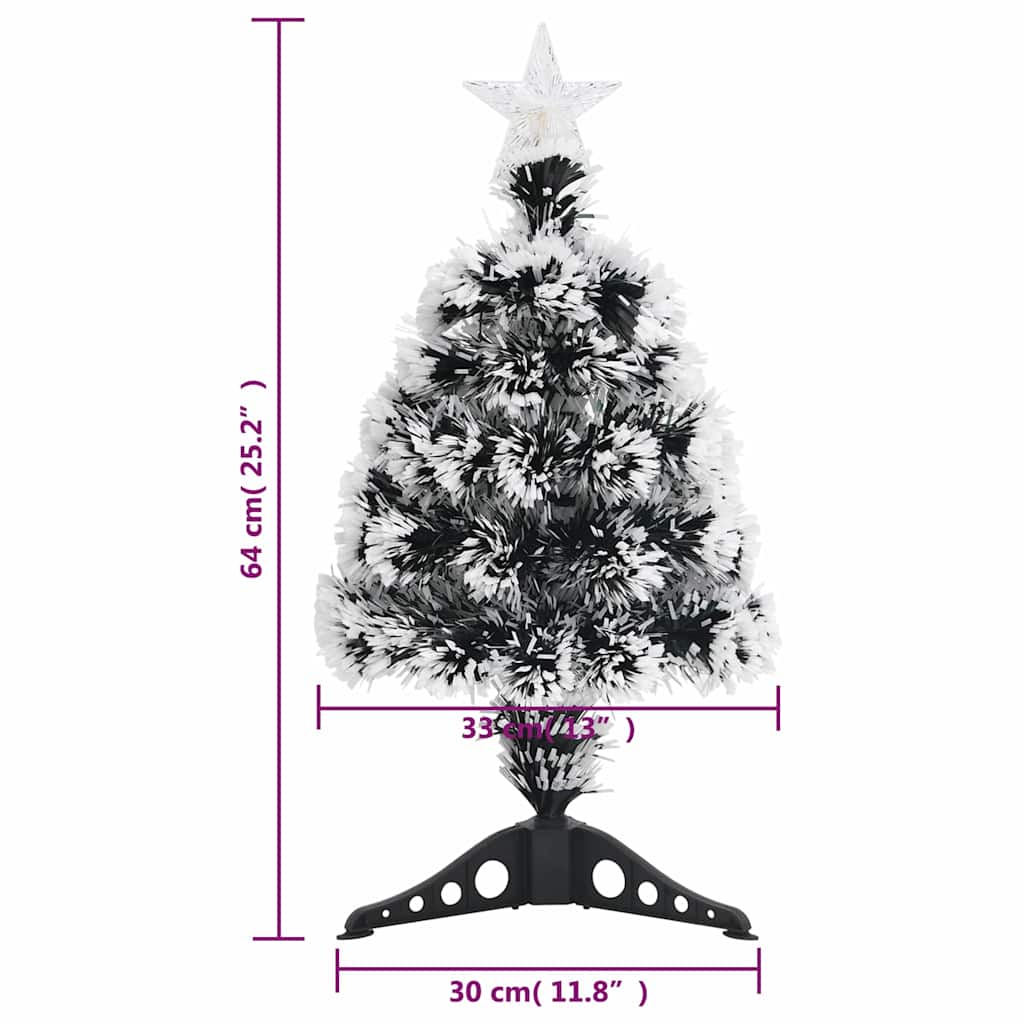 Albero di Natale Preilluminato Verde e Bianco 64cm Fibra Ottica