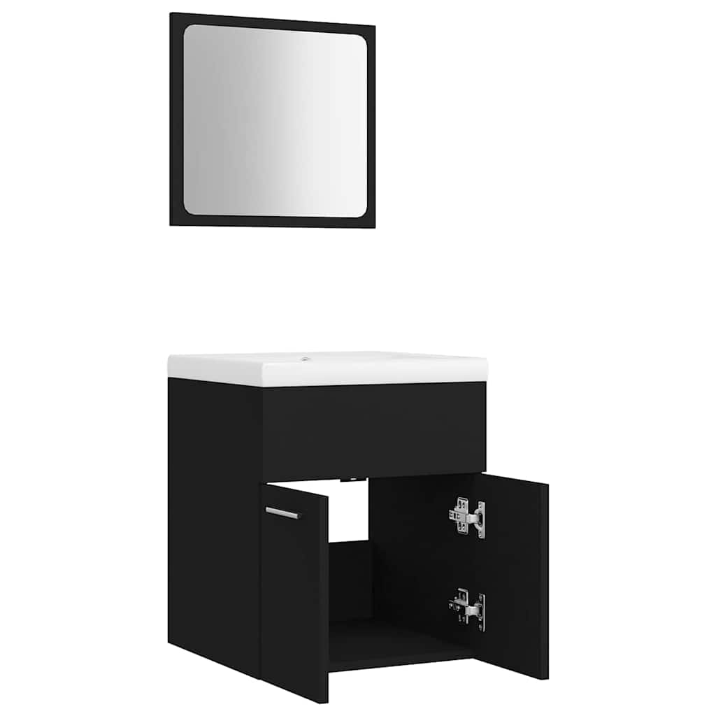 Set Mobili da Bagno Nero in Truciolato