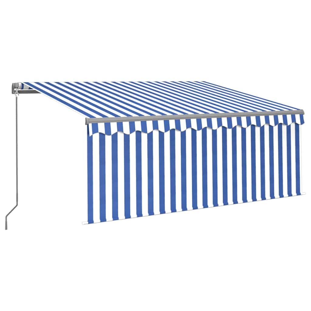 Tenda Sole Retrattile Manuale con LED 3x2,5m Blu e Bianco