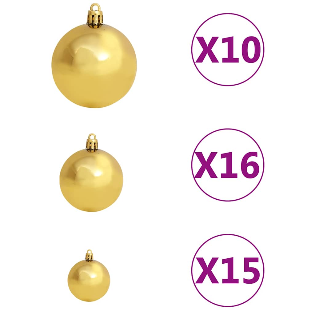 Albero di Natale Preilluminato con Palline Nero 240 cm PVC