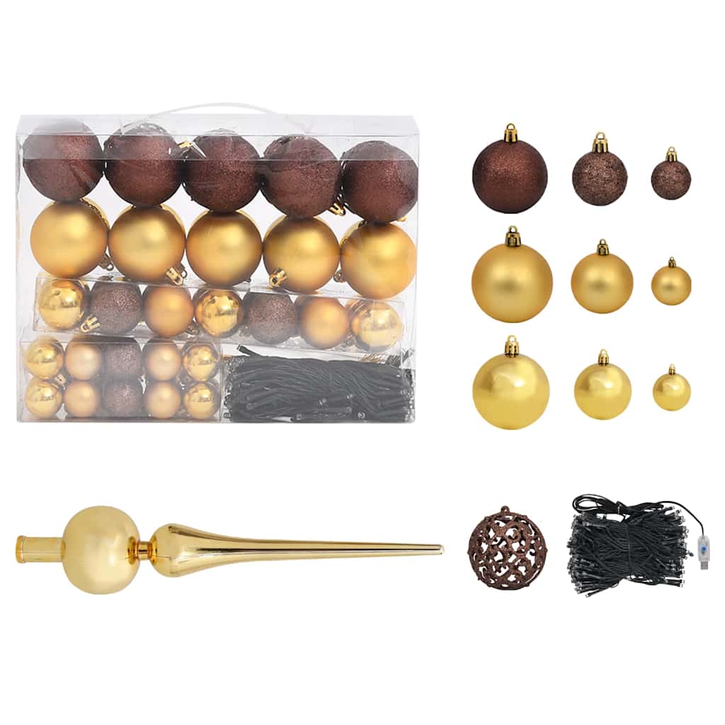 Albero di Natale Artificiale LED con Palline e Pigne 210 cm
