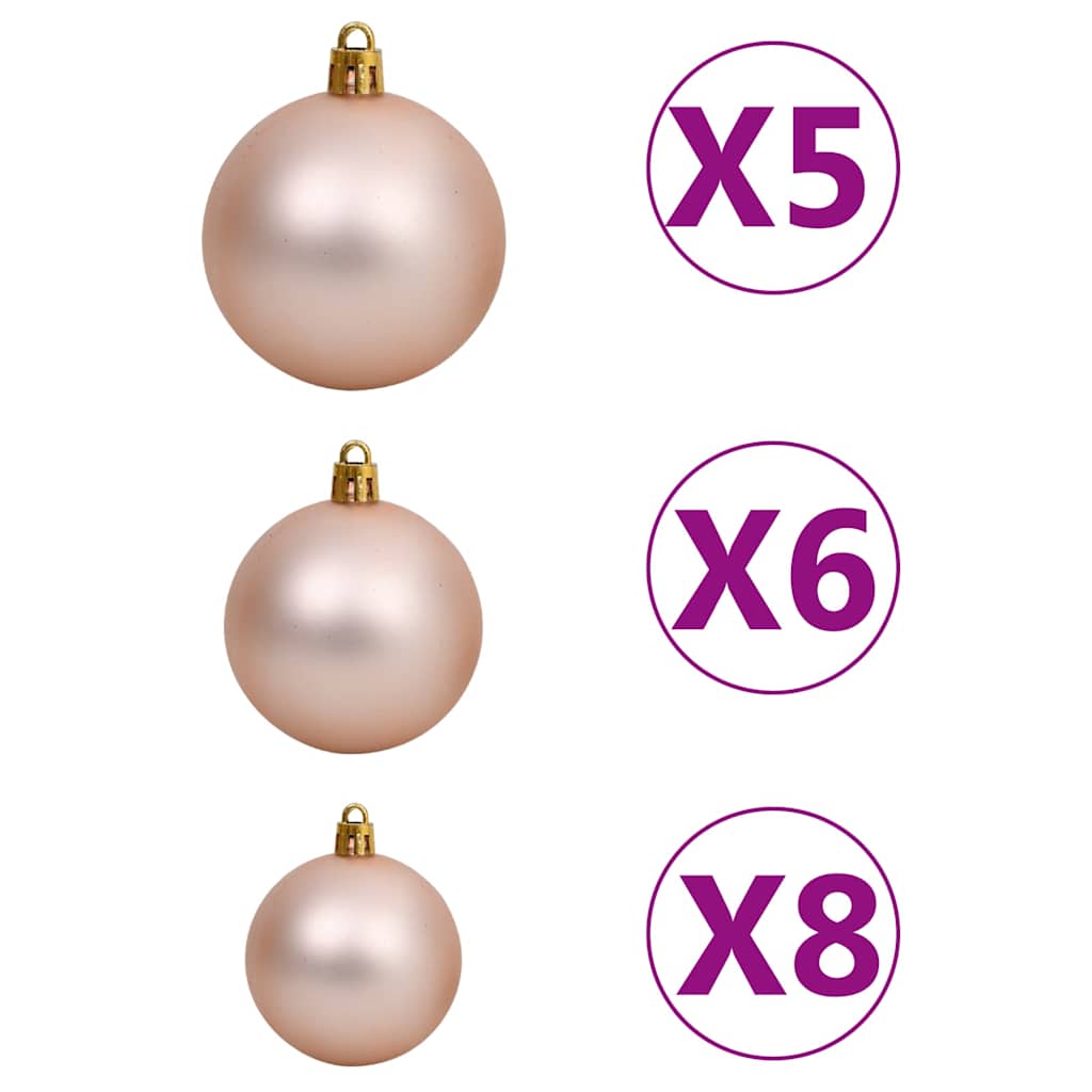 Albero di Natale Artificiale con LED e Set di Palline e Pigne 150 cm