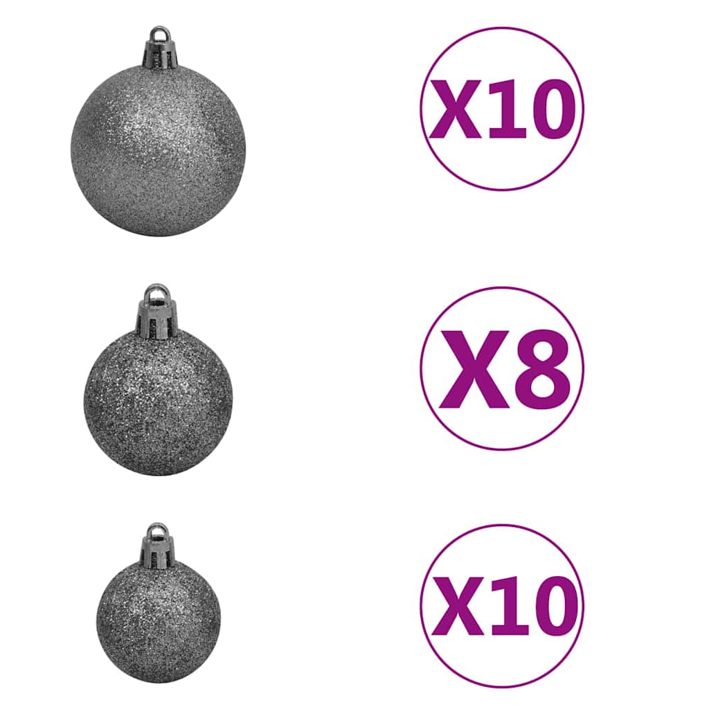 Albero di Natale Preilluminato con Palline Rosa 210 cm PVC