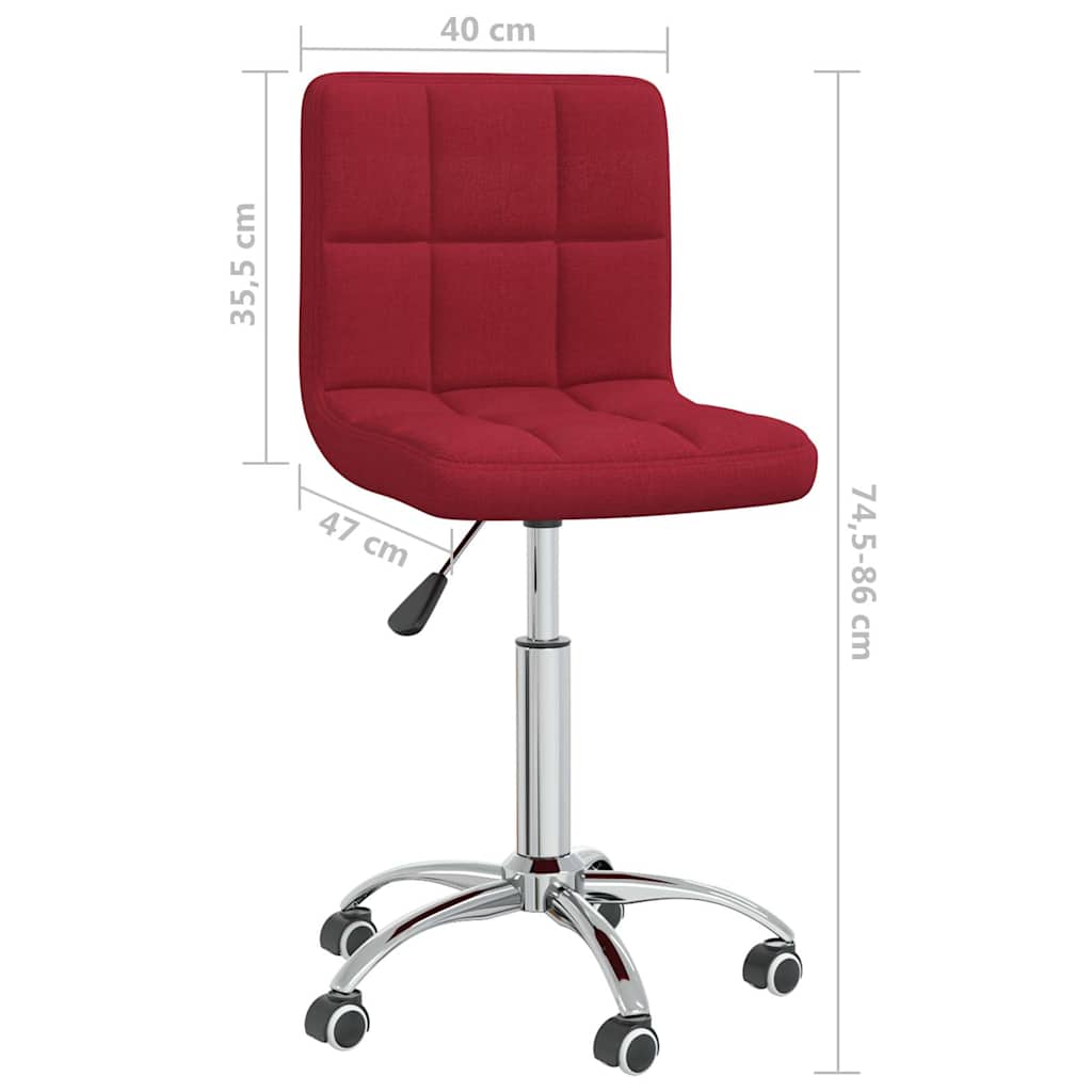 Sedia da Ufficio Girevole Rosso Vino in Tessuto