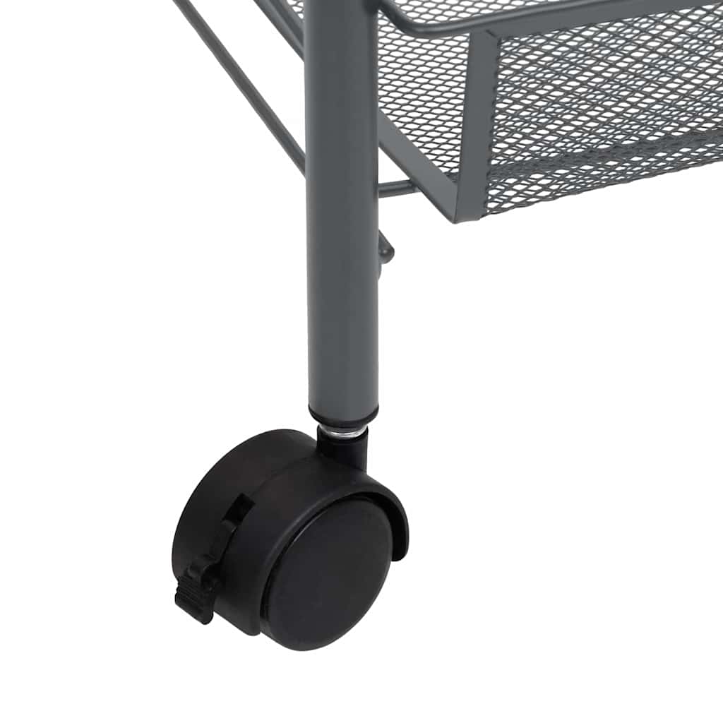 Carrello da Cucina con 4 Ripiani Grigio 46x26x64 cm in Ferro