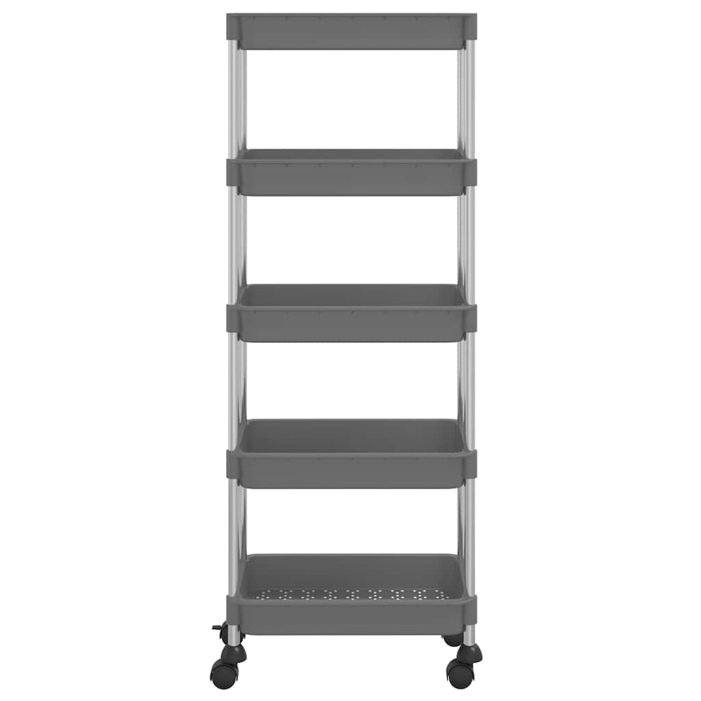 Carrello da Cucina 5 Ripiani Grigio 42x29x128 cm Ferro e ABS